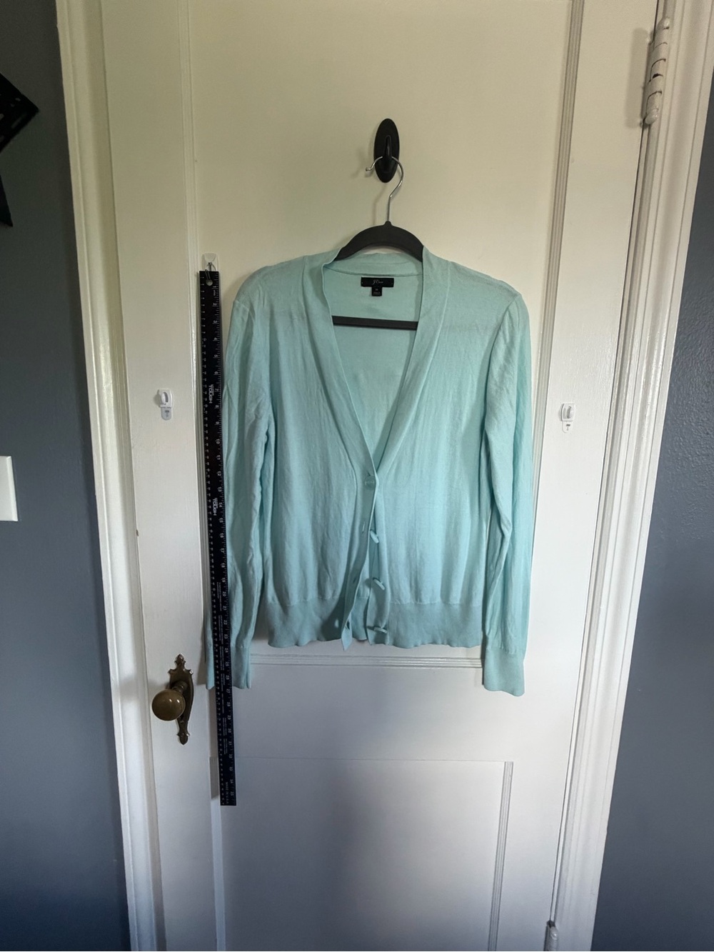 J. Crew Light Aqua V-Neck Button Cardigan